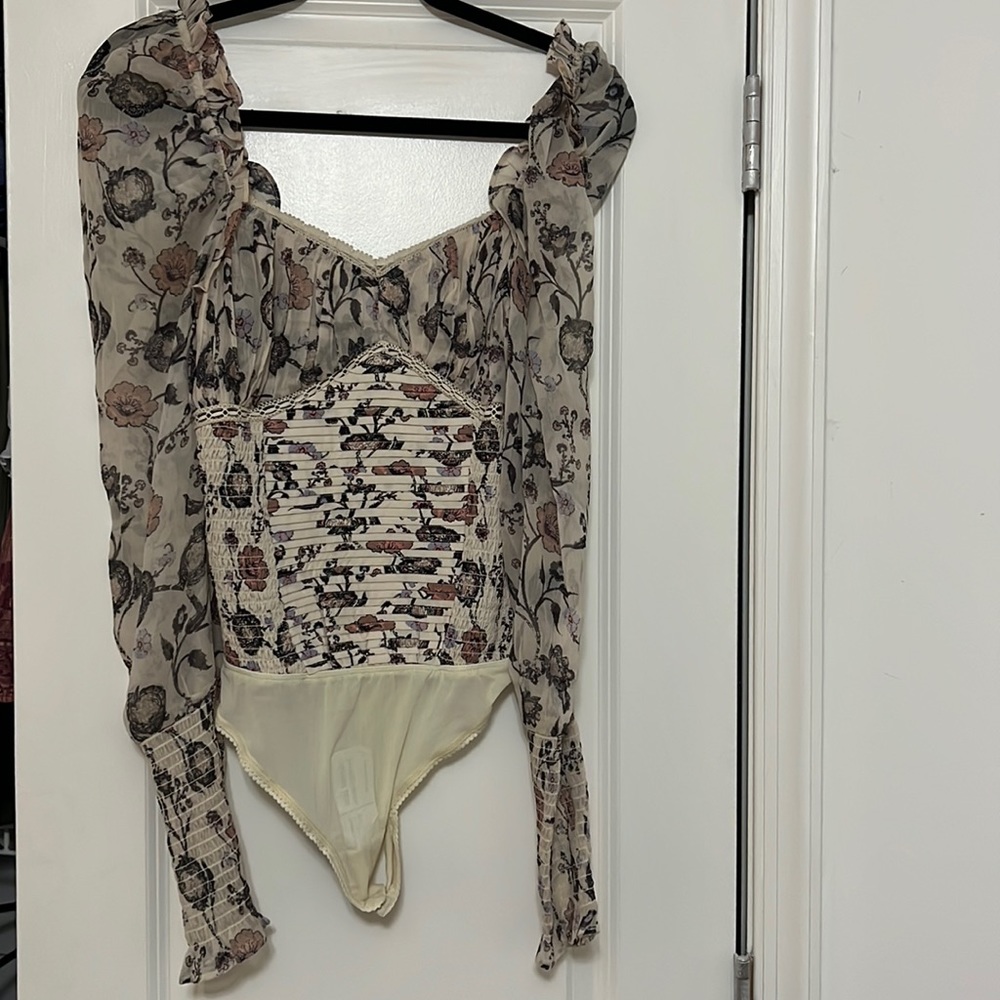 NWT Free People Puff Sleeve Corset Bodysuit